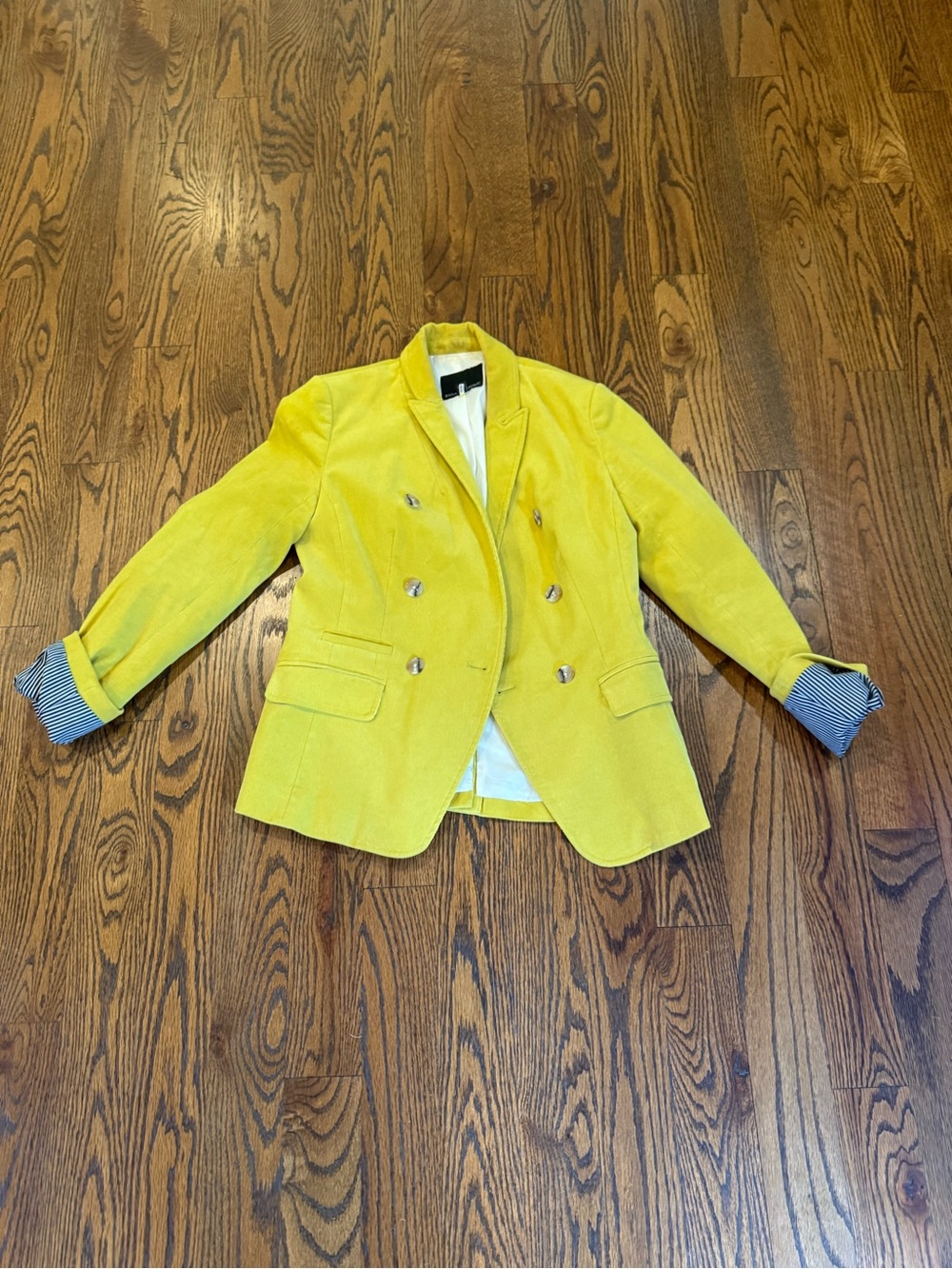 Banana Republic Bright Yellow Double-Breasted Corduroy Women's Blazer